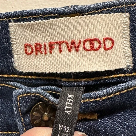 Driftwood Kelly Jeans Womens 32x32 Embroidered Floral Straight Leg Denim Boho - Picture 8 of 9